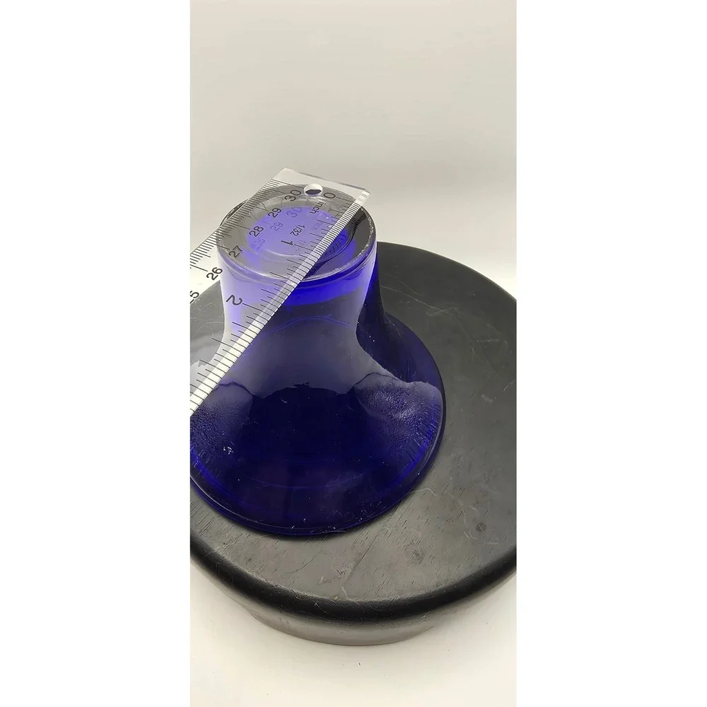 Cobalt Blue Art Glass Flared Vase Hand Blown Trumpet Style Decorative Vessel